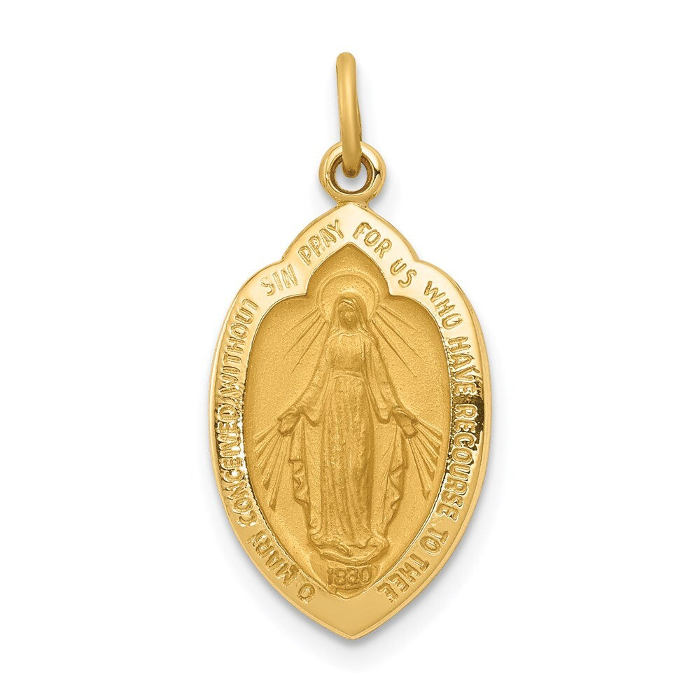 14k Yellow Gold Miraculous Medal Charm Pendant for Women