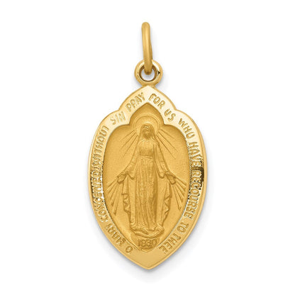 14k Yellow Gold Miraculous Medal Charm Pendant for Women