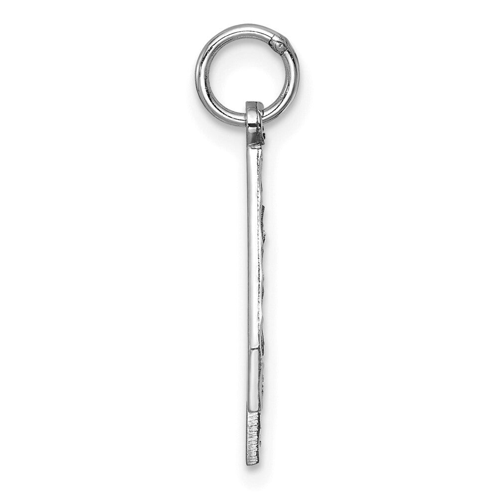 14k White Gold Large Brushed Diamond-cut Number 4 Charm Pendant for Women