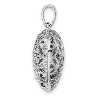 Sterling Silver Rhodium-plated w Garnet Heart Pendant