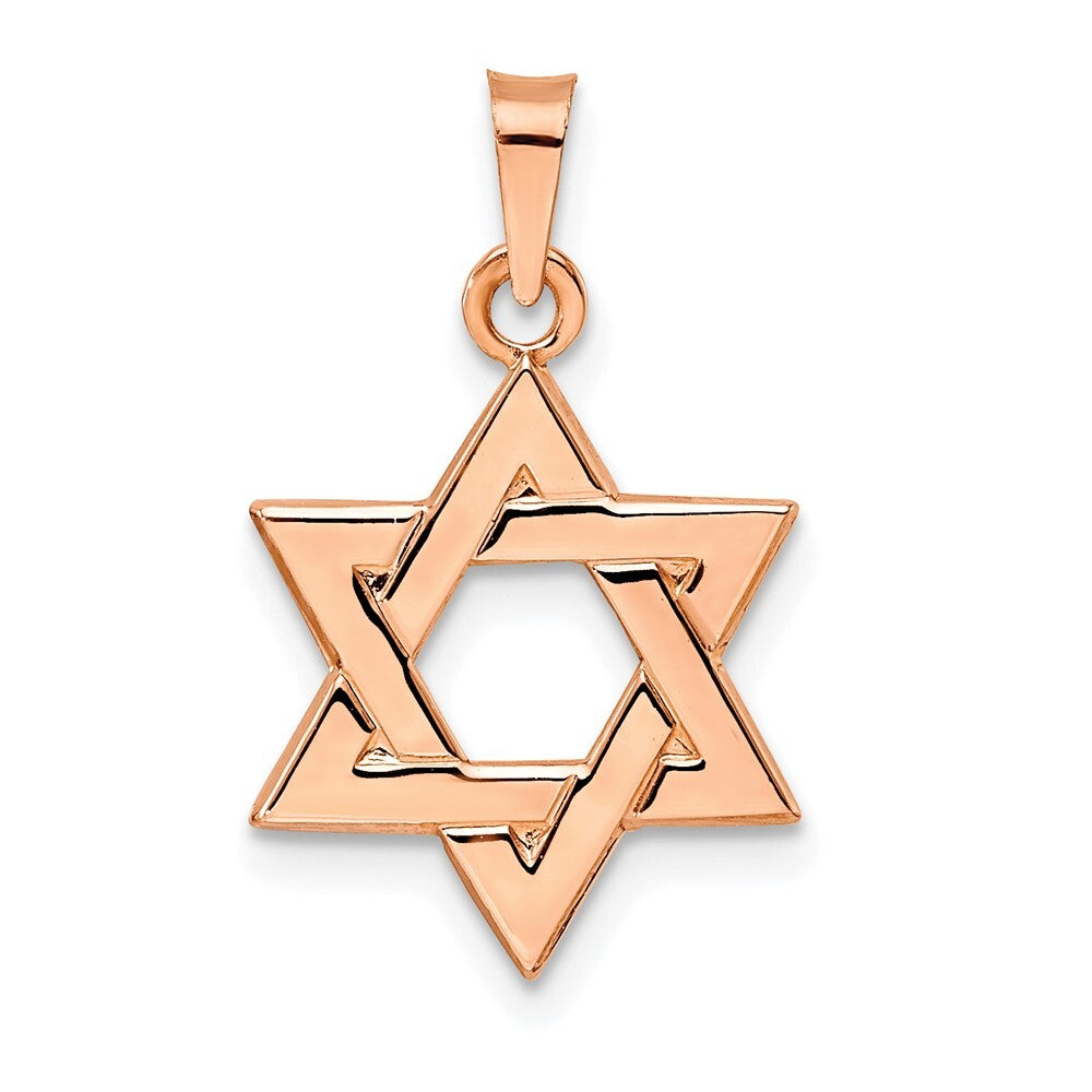 14k Rose Gold Rose Polished Solid Star of David Pendant for Women