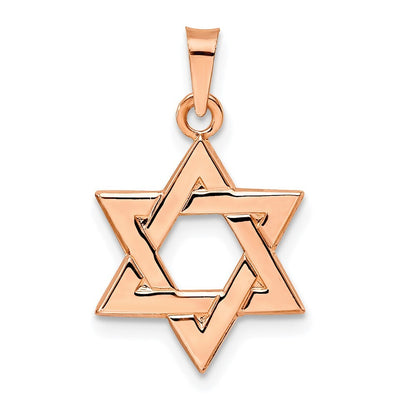 14k Rose Gold Rose Polished Solid Star of David Pendant for Women