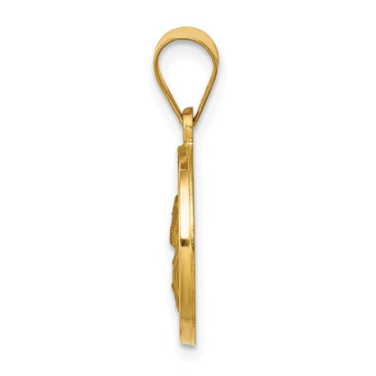 14k Yellow Gold Polished and Satin St Paul Medal Hollow Pendant