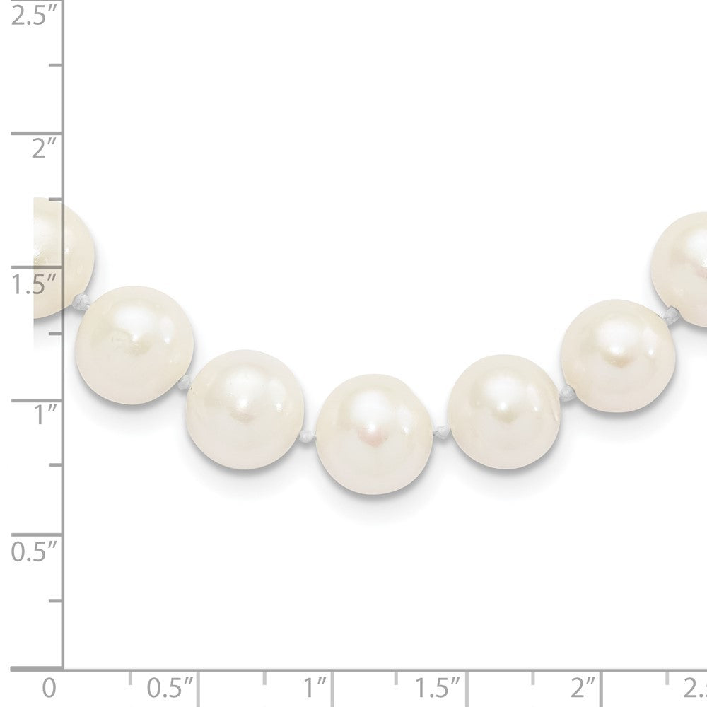 Sterling Silver Rhodium-plated 10-11mm White Cultured Pearl Necklace 16"