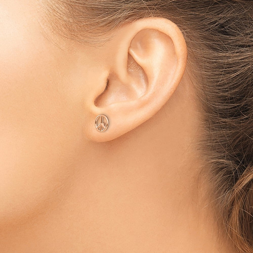 14K Yellow & Rose Gold Polished Peace Symbol Stud Earrings