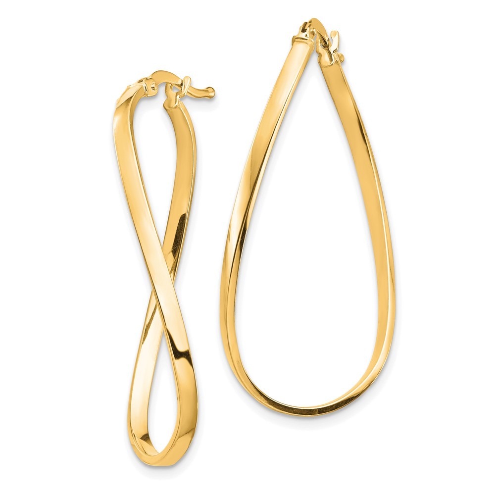 14k Yellow Gold Polished 2mm Wavy Hoop Earrings