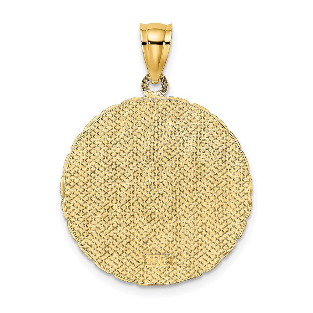 14k Yellow Gold JAMAICA and Dolphins Disk Charm