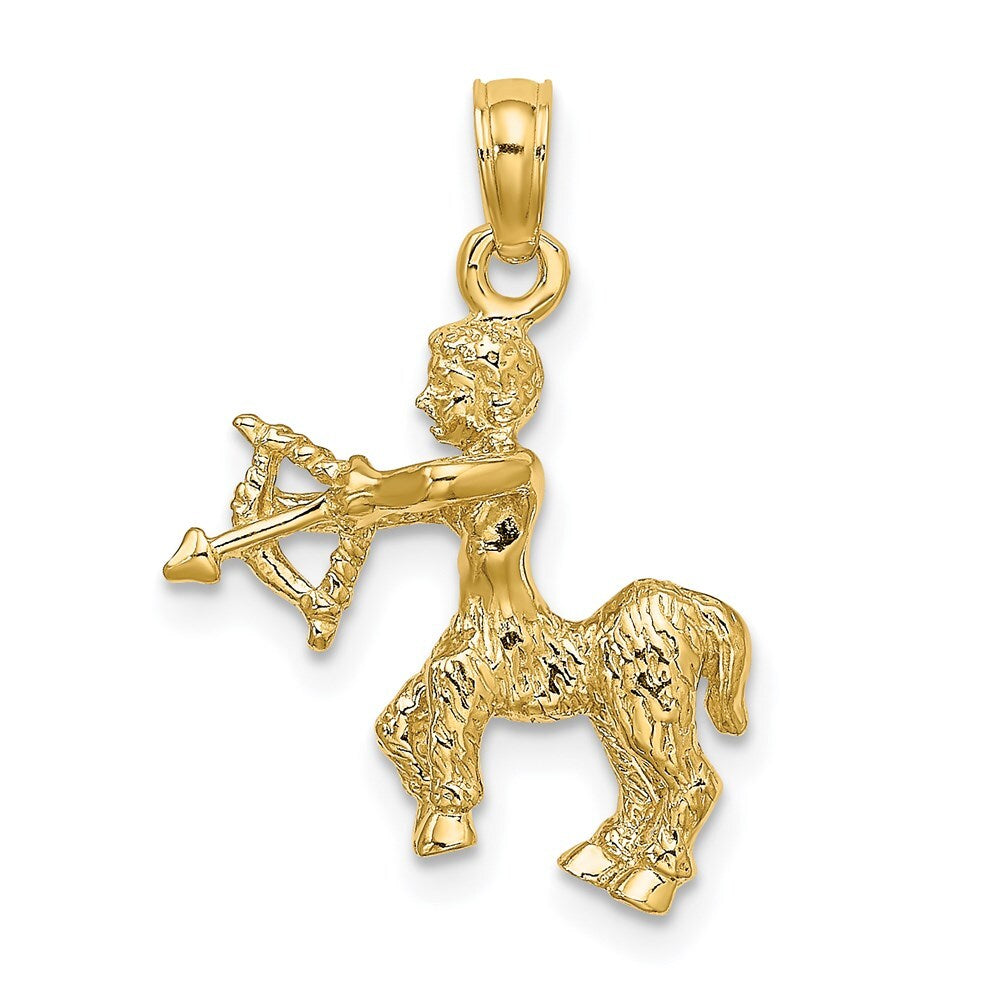 14k Yellow Gold 3-D Sagittarius Zodiac Charm Pendant for Women