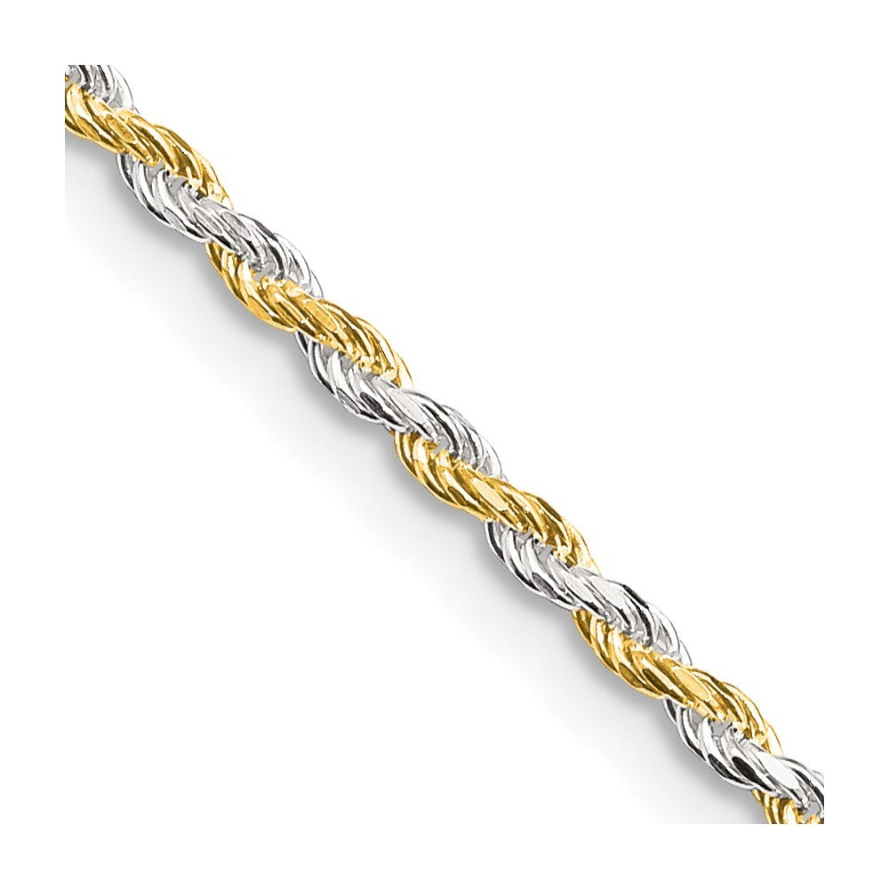 Sterling Silver And Vermeil 1.85mm Diamond-cut Rope Chain Necklace
