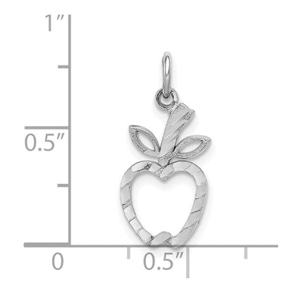 14k White Gold Diamond-cut Apple Charm Pendant for Women
