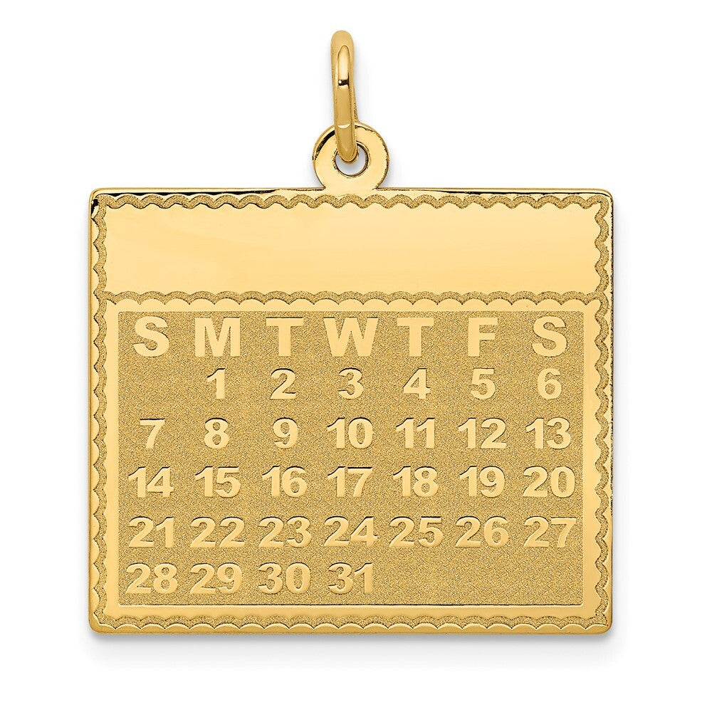 14k Yellow Gold Monday the First Day Calendar Pendant