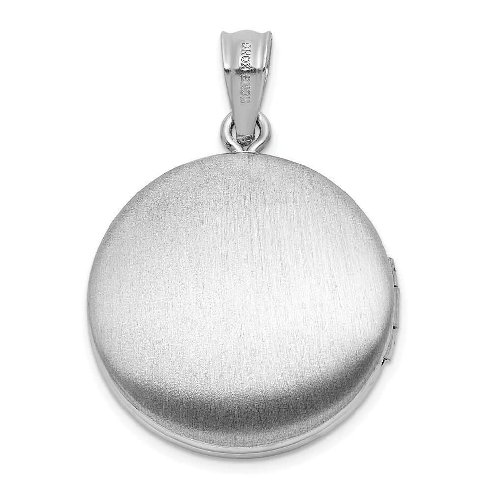 Sterling Silver Rh-plated Diamond 20mm Mom Moon Stars Round Locket