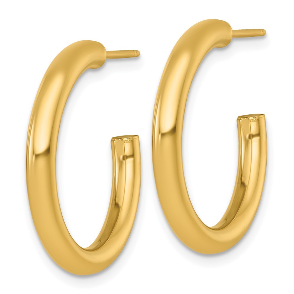 14k Yellow Gold Polished 3.0 x 25mm Tube C-Hoop Earrings
