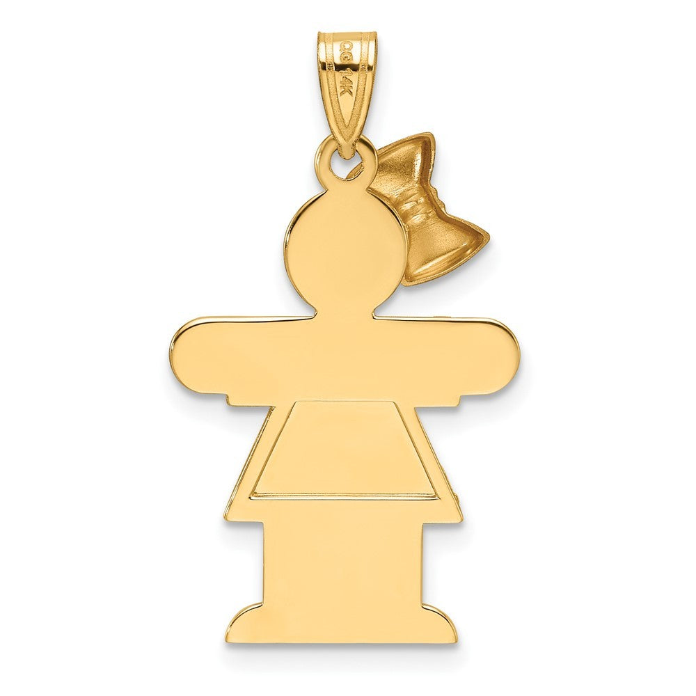 14k Two-Tone Gold Large Girl with Bow on Left Engravable Charm