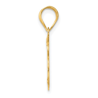 14k Yellow Gold Polished Etched Number 16 Pendant for Women