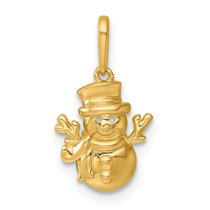 14k Yellow Gold Madi K Polished Snowman Childrens Charm / Pendant