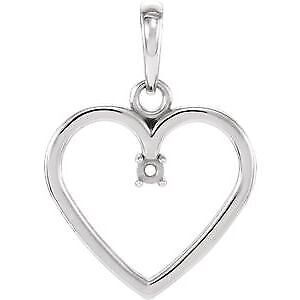 Sterling Silver 1.7 mm Heart Pendant Mounting Gift for Women