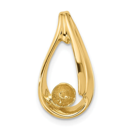 14k Yellow Gold Pearl Slide Pendant Mounting for Women