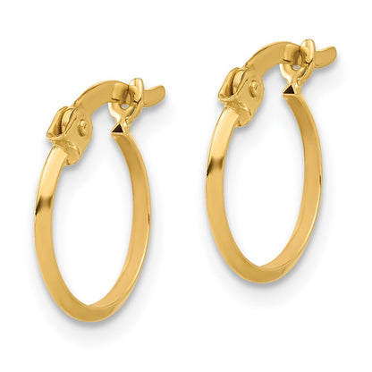 14k Yellow Gold Polished Knife Edge Hoop Earrings Gift for Women