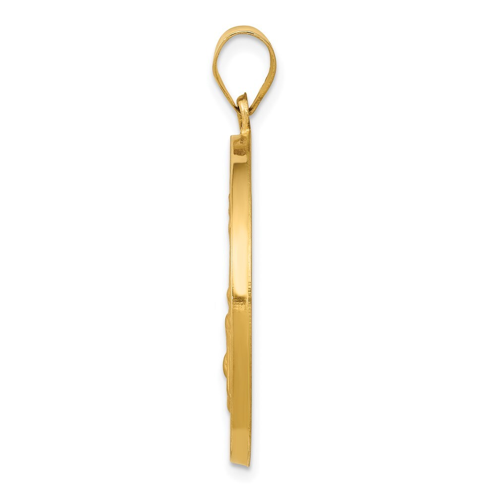 14k Yellow Gold Polished and Satin St Joseph Medal Hollow Pendant for Women