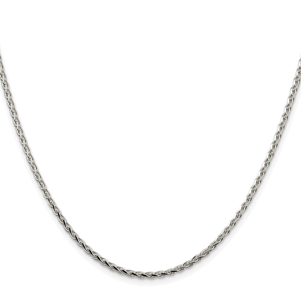 Sterling Silver Rhodium-plated 2.15mm Diamond-cut Round Spiga Chain Necklace
