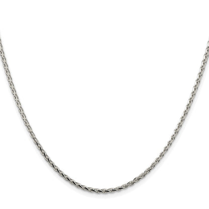 Sterling Silver Rhodium-plated 2.15mm Diamond-cut Round Spiga Chain Necklace