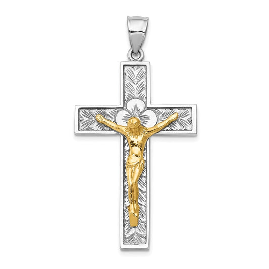 14k Two-Tone Gold Crucifix Pendant