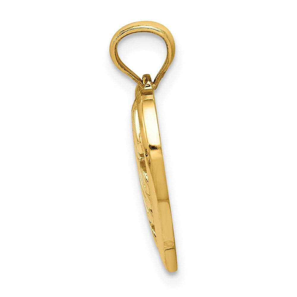 14k Yellow Gold Polished MOM and Heart In Heart Pendant