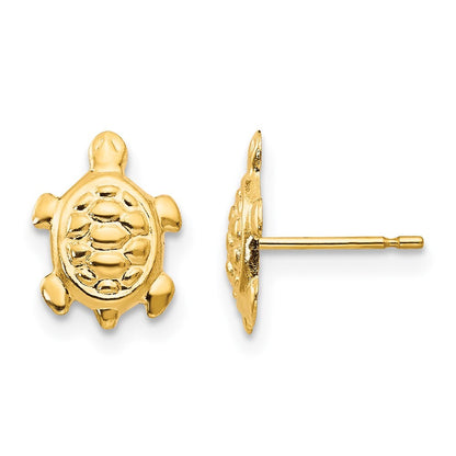 14k Yellow Gold Turtle Stud Earrings Gift for Women