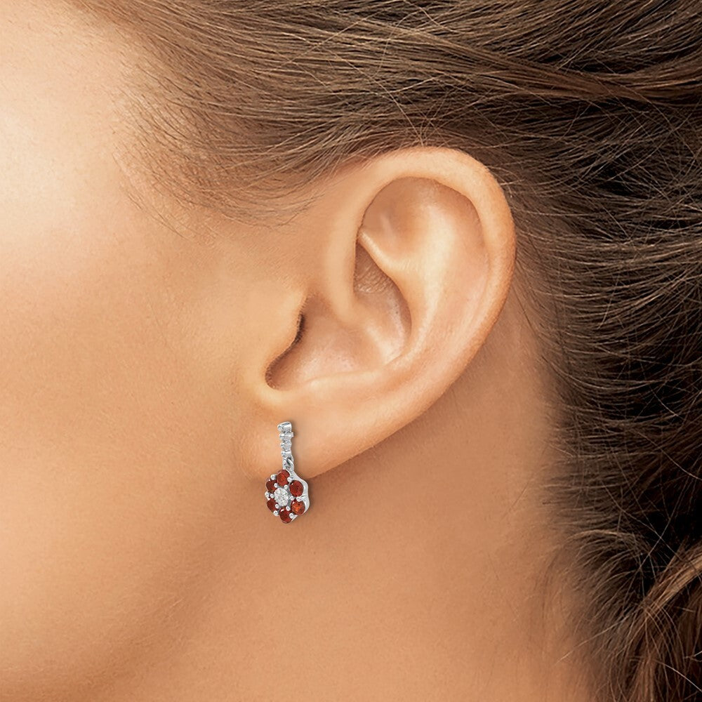 14k White Gold Garnet and Diamond Drop & Dangle Earrings