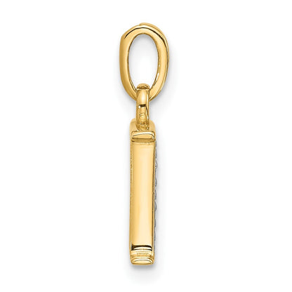 14k Yellow Gold with Rhodium Diamond Letter K Initial Pendant