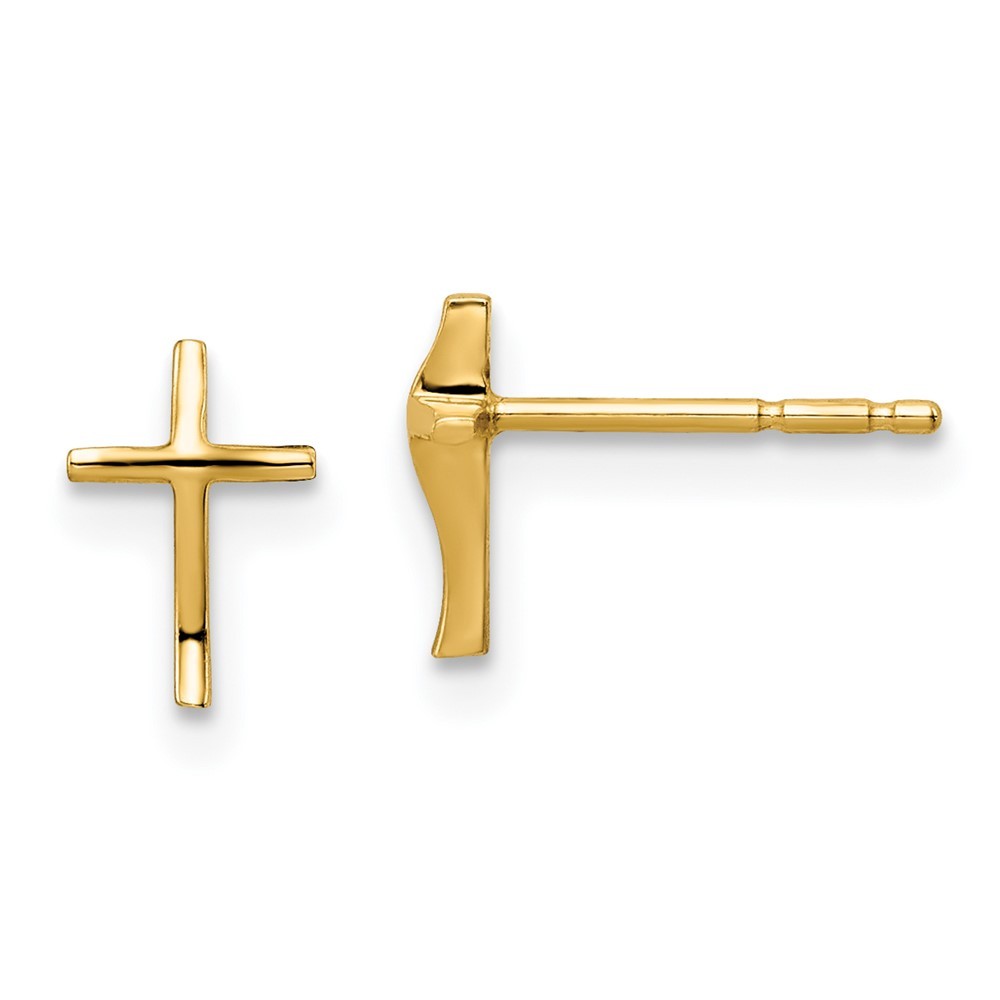 14k Yellow Gold Cross Earrings