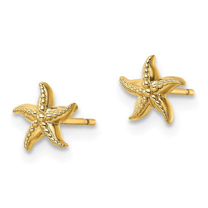 14k Yellow Gold Starfish Stud Earrings Gift for Women