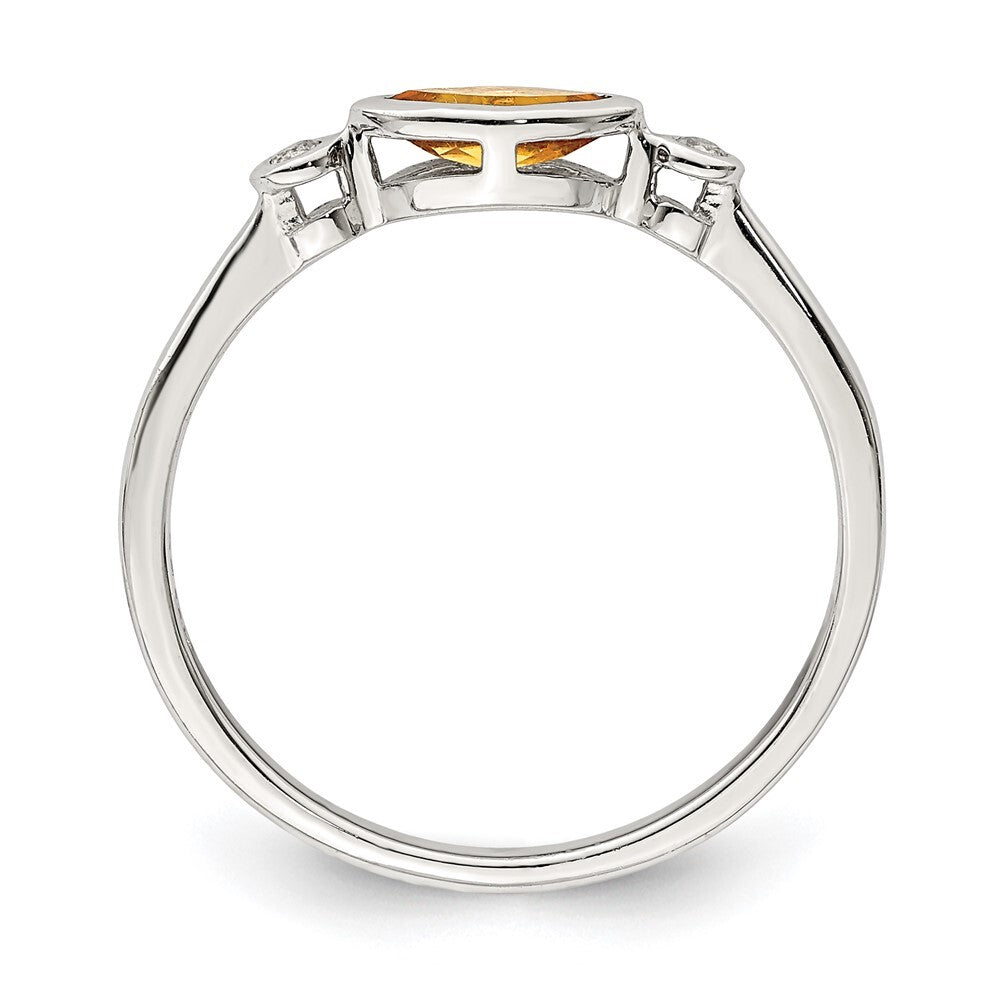 Sterling Silver Rhodium-plated Polished Citrine and White Topaz Ring Size 7