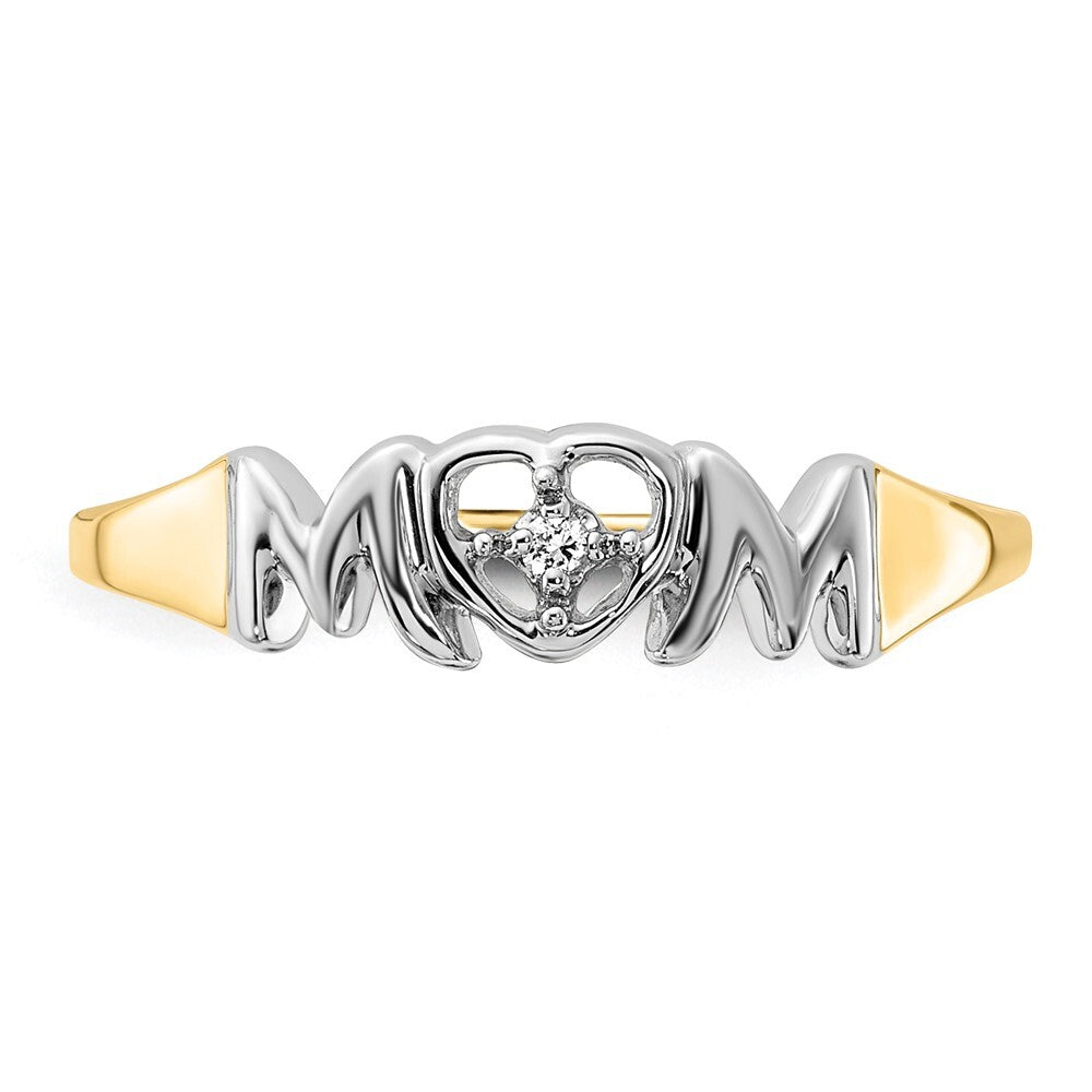 14K Yellow Gold w/Rhodium Diamond MOM Ring Size 7