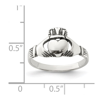 Sterling Silver Antiqued Claddagh Ring Size 6