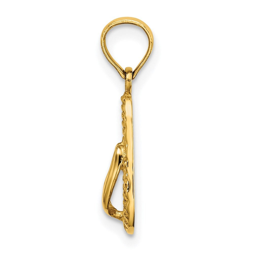 14k Yellow Gold 3D REHOBOTH Single Flip-flop Charm