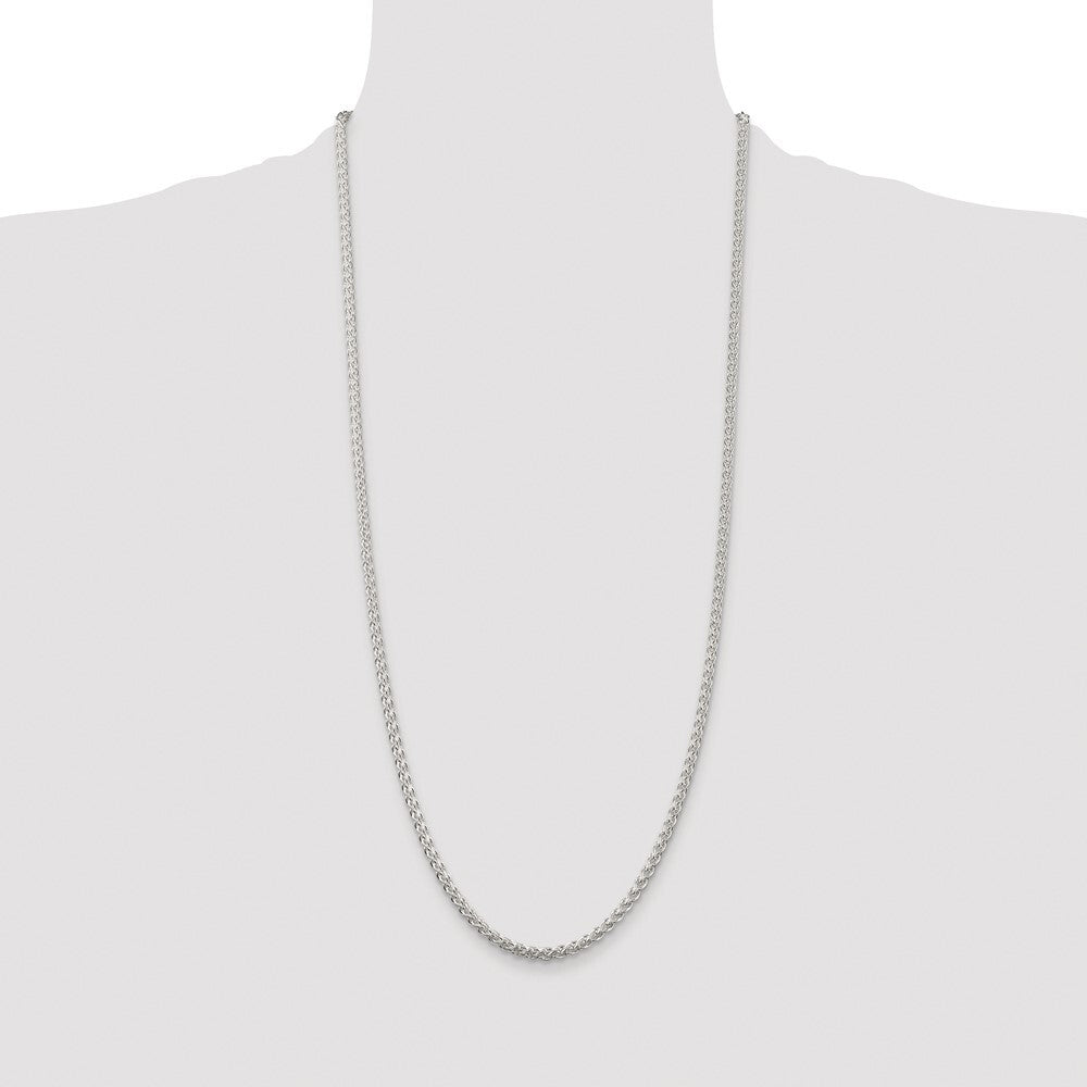 Sterling Silver Rhodium-plated 3mm Round Spiga Chain