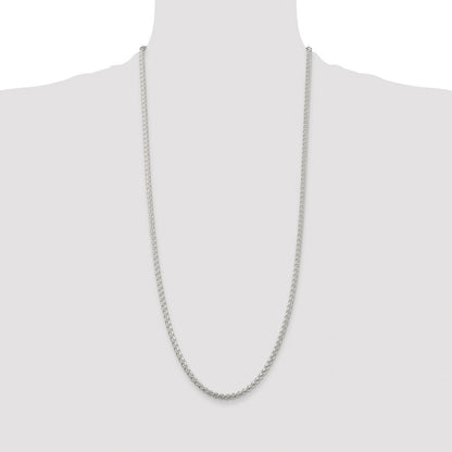 Sterling Silver Rhodium-plated 3mm Round Spiga Chain