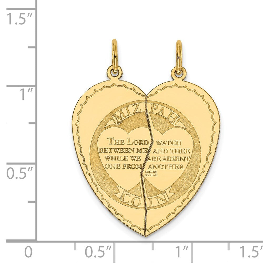 14k Yellow Gold 2-piece Mizpah Charm Pendant