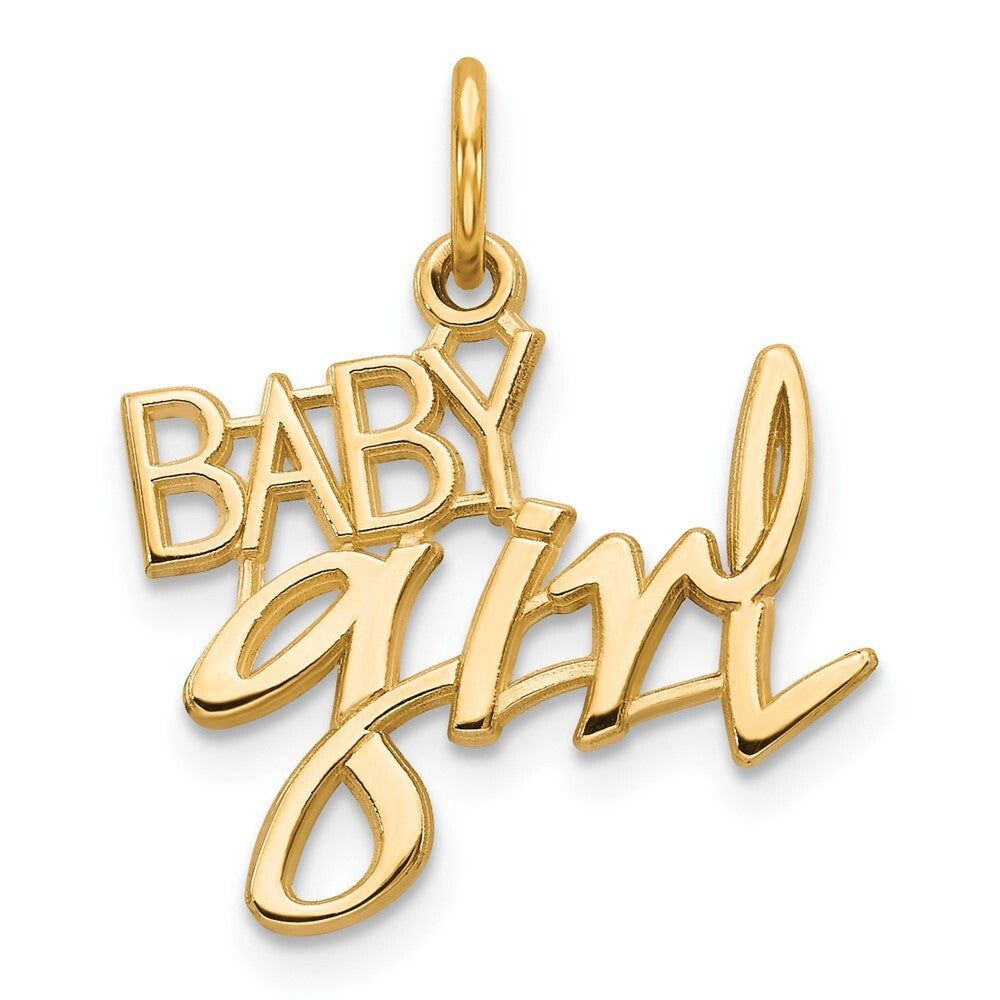 14k Yellow Gold BABY GIRL Charm Pendant for Women