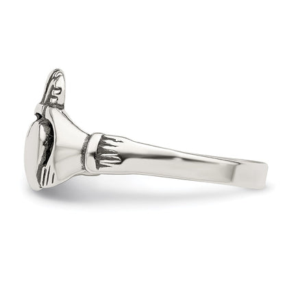 Sterling Silver Antiqued Claddagh Ring Size 8