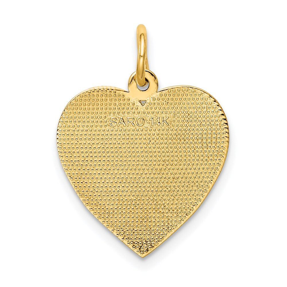 14k Yellow Gold GRANDMA Heart Charm Pendant for Women