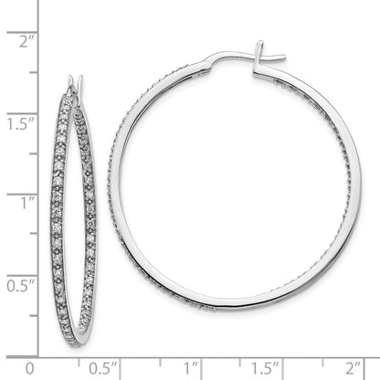 14k White Gold Diamond In/Out Hoop Earrings