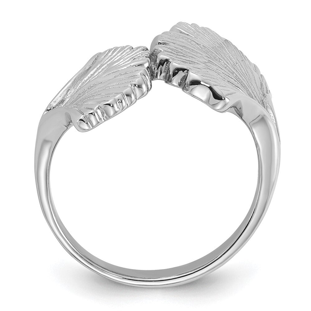 Sterling Silver Rhodium-Plated Polished Ginkgo Leaf Ring Size 8