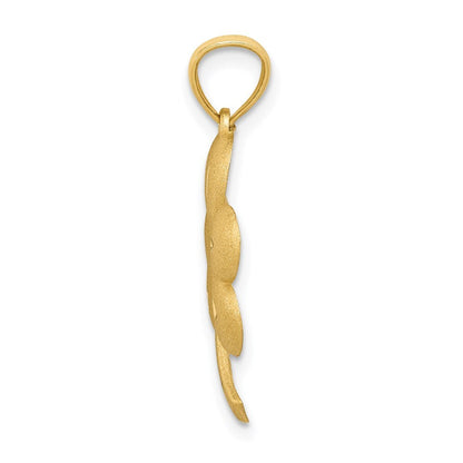 14k Yellow Gold Brushed Diamond-cut Shamrock Pendant for Women