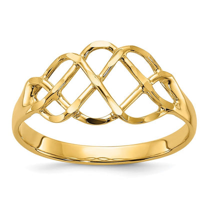 14K Yellow Gold Polished & Diamond-Cut Fancy Ring