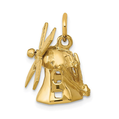 14k Yellow Gold  3D Windmill Charm