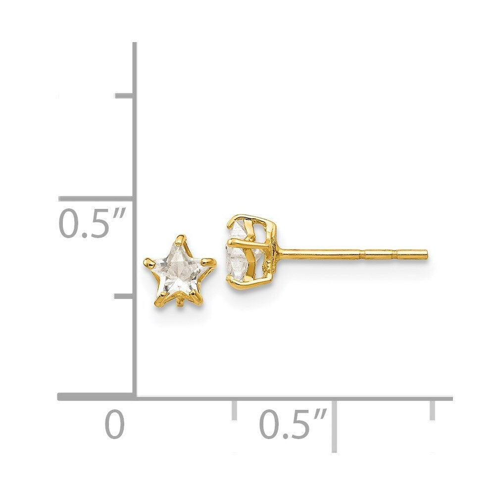 14k Yellow Gold Cubic Zirconia 4mm Star Stud Earrings