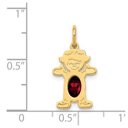 14k Yellow Gold Girl 6x4 Oval Genuine Garnet-Jan Pendant for Women